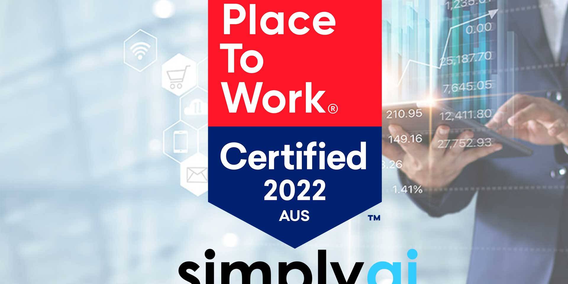 Simplyai Sydney AI Great place to Work certified badge Australi