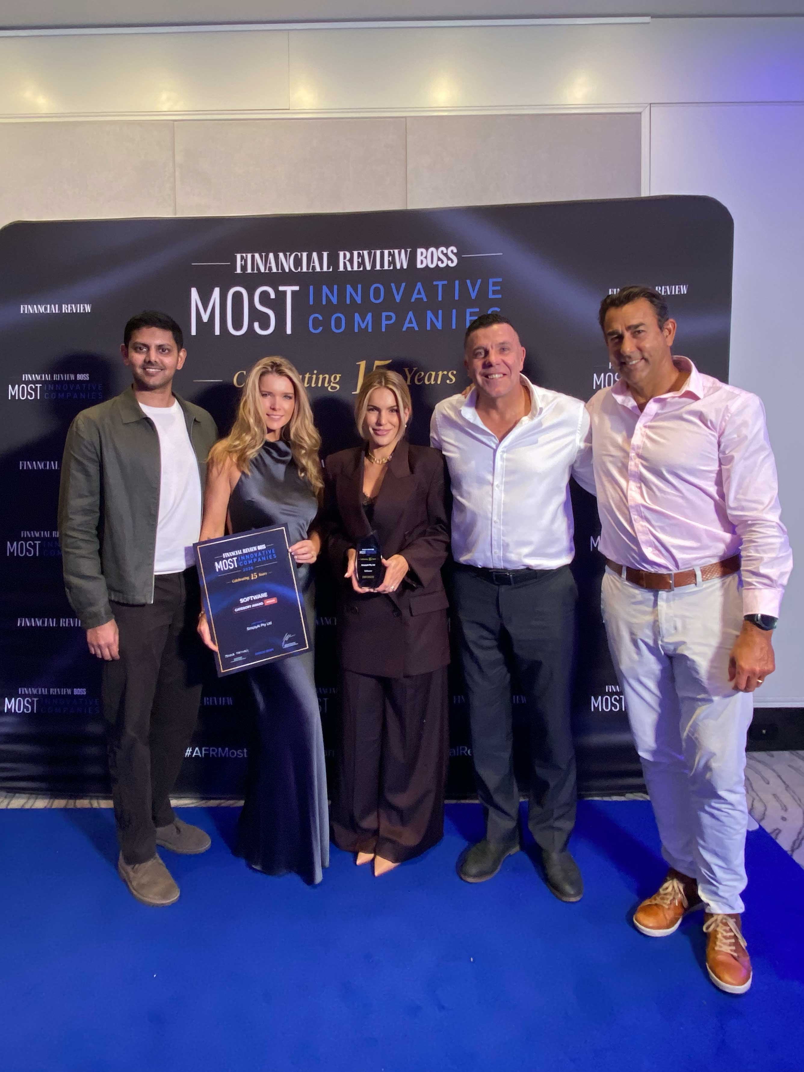 SimplyAi AI consulting Australia wins AFR Most Innovative Company award Technology Bronze 2026 Australian Financial Review